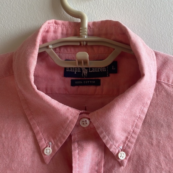 Ralph Lauren Pink Cotton Short Sleeve Dress Shirt Large - Picture 11 of 11